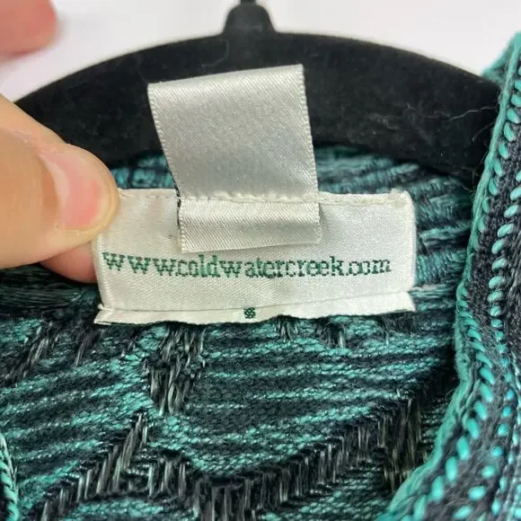 Coldwater Creek green/black tapestry cardigan jacket women's size PM - Picture 9 of 14